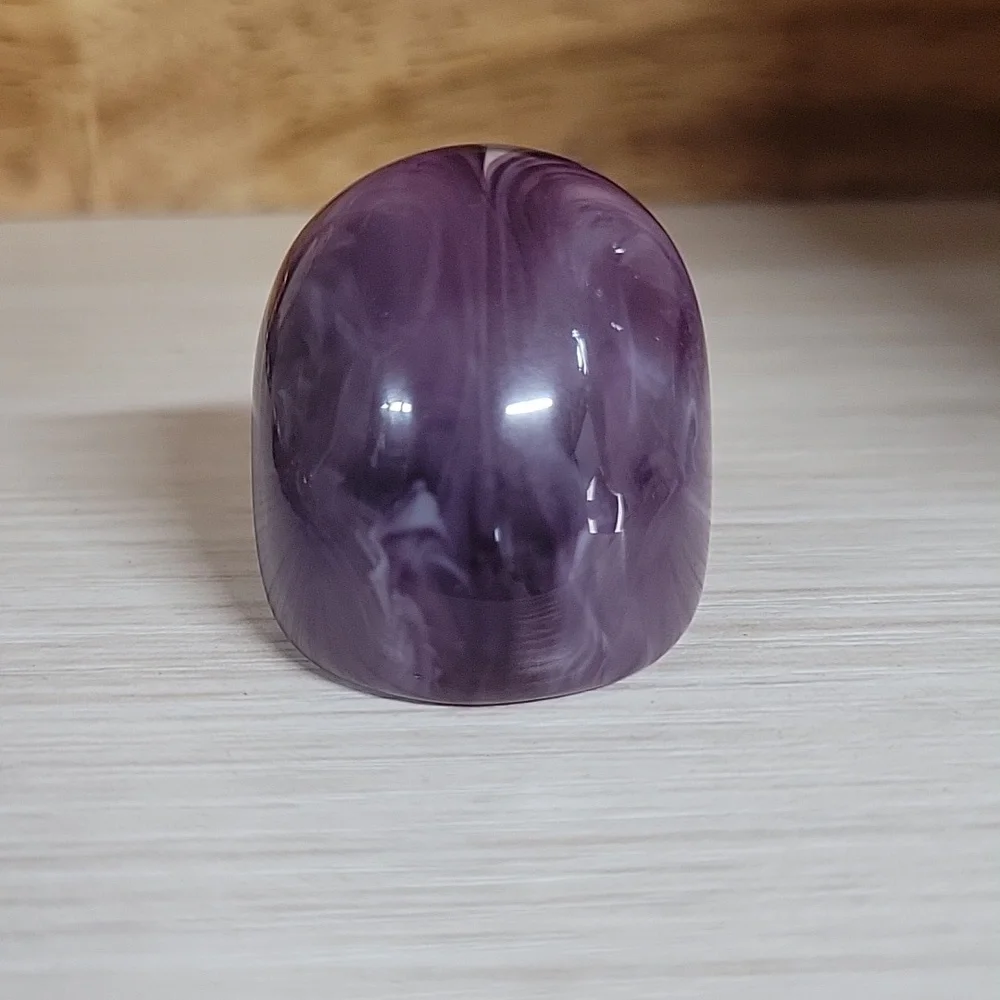 BOLD PURPLE SWIRL DOME RING, METAL FREE